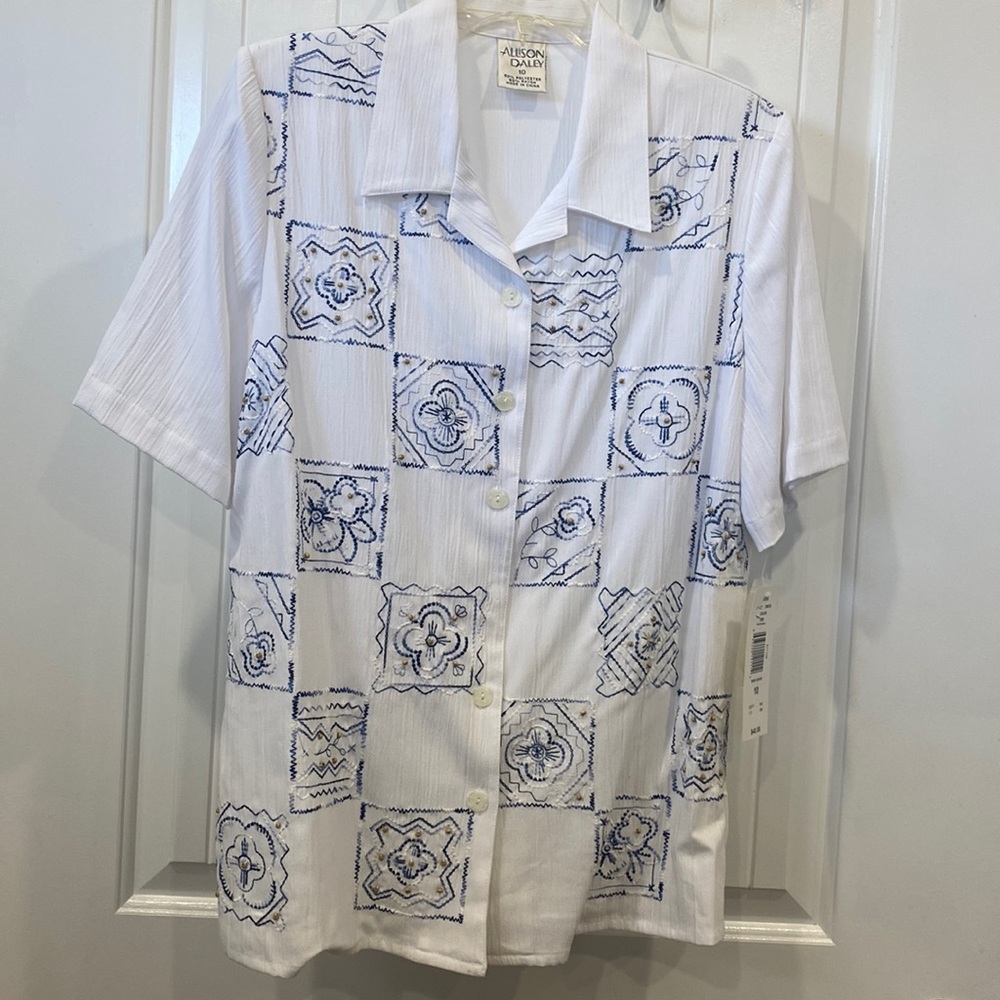 Vintage Allison Daley Button Down Blouse Size 10